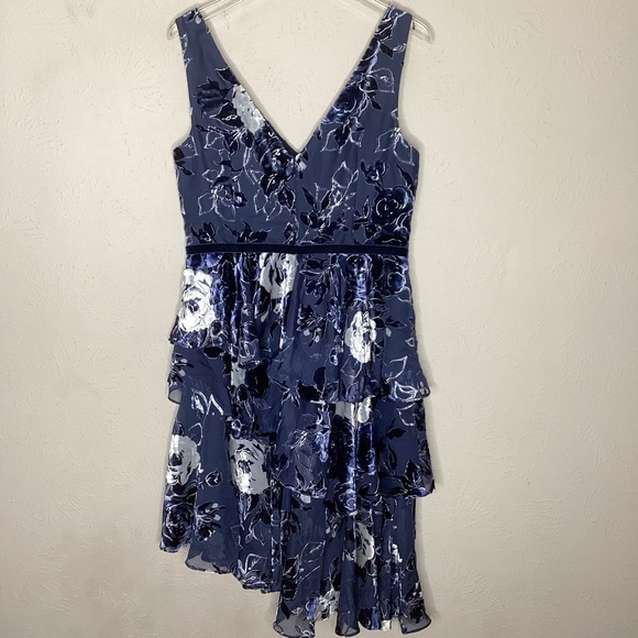 Marchesa Notte Cocktail Dress Tiered Velvet Burnout NWT 12 - Picture 4 of 12